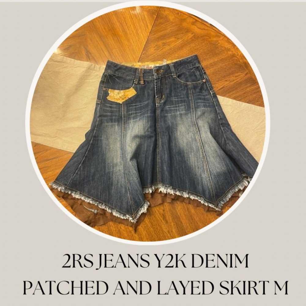 ZRS JEANS Y2K DENIM, PATCHED AND LAYERED SKIRT M